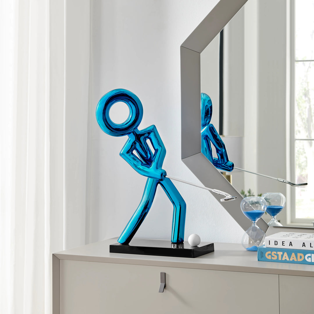 Golf Man Sculpture – Metallic Blue
