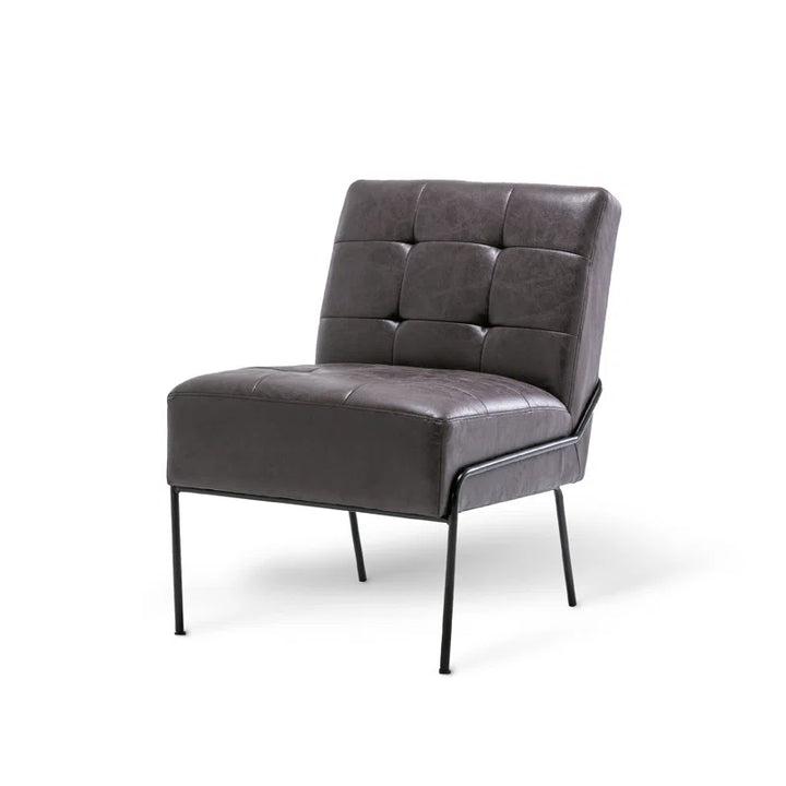 Schaible Leather Tufted Armless Side Chair