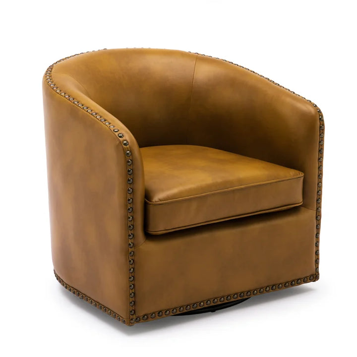 Gatwick Faux Leather Swivel Barrel Chair