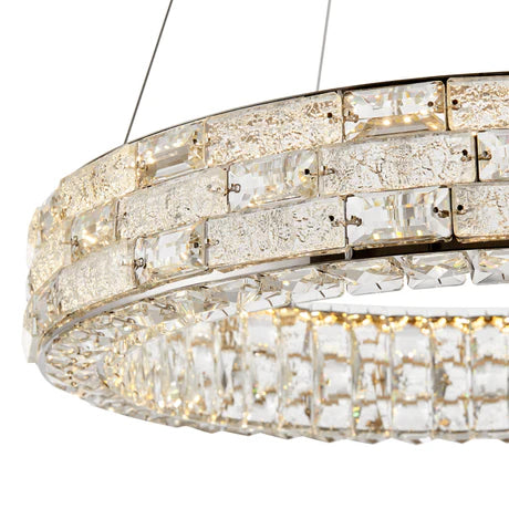 Crystal chandelier with multiple tiers on a white background