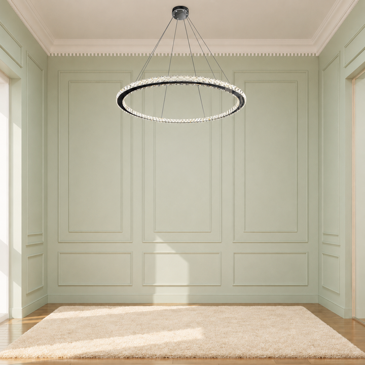 1 Thin Ring Crystal Chandelier Chrome