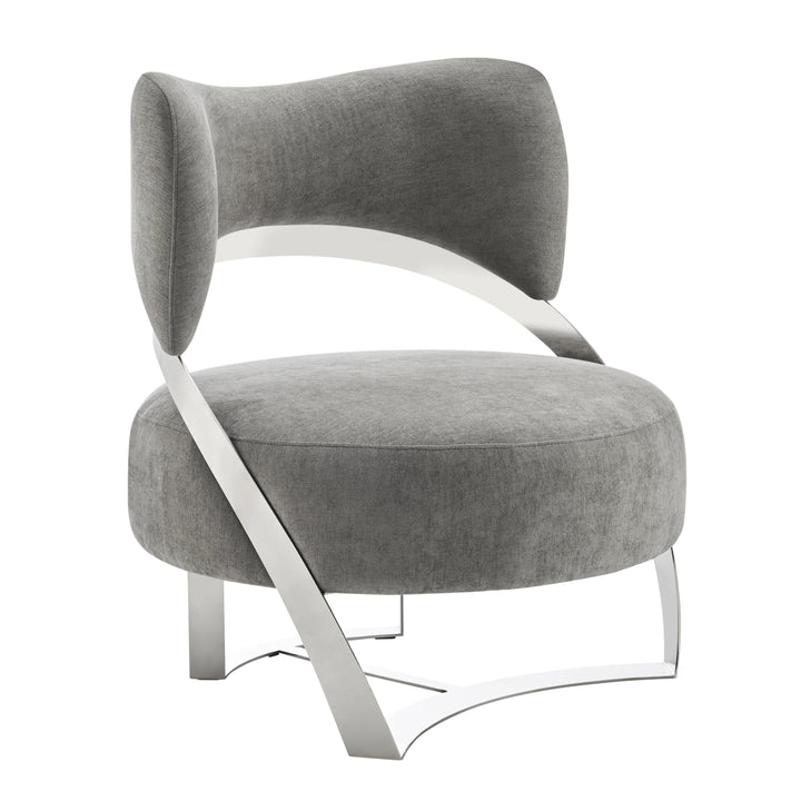 Aura Modern Accent Chair. Gray and Chrome