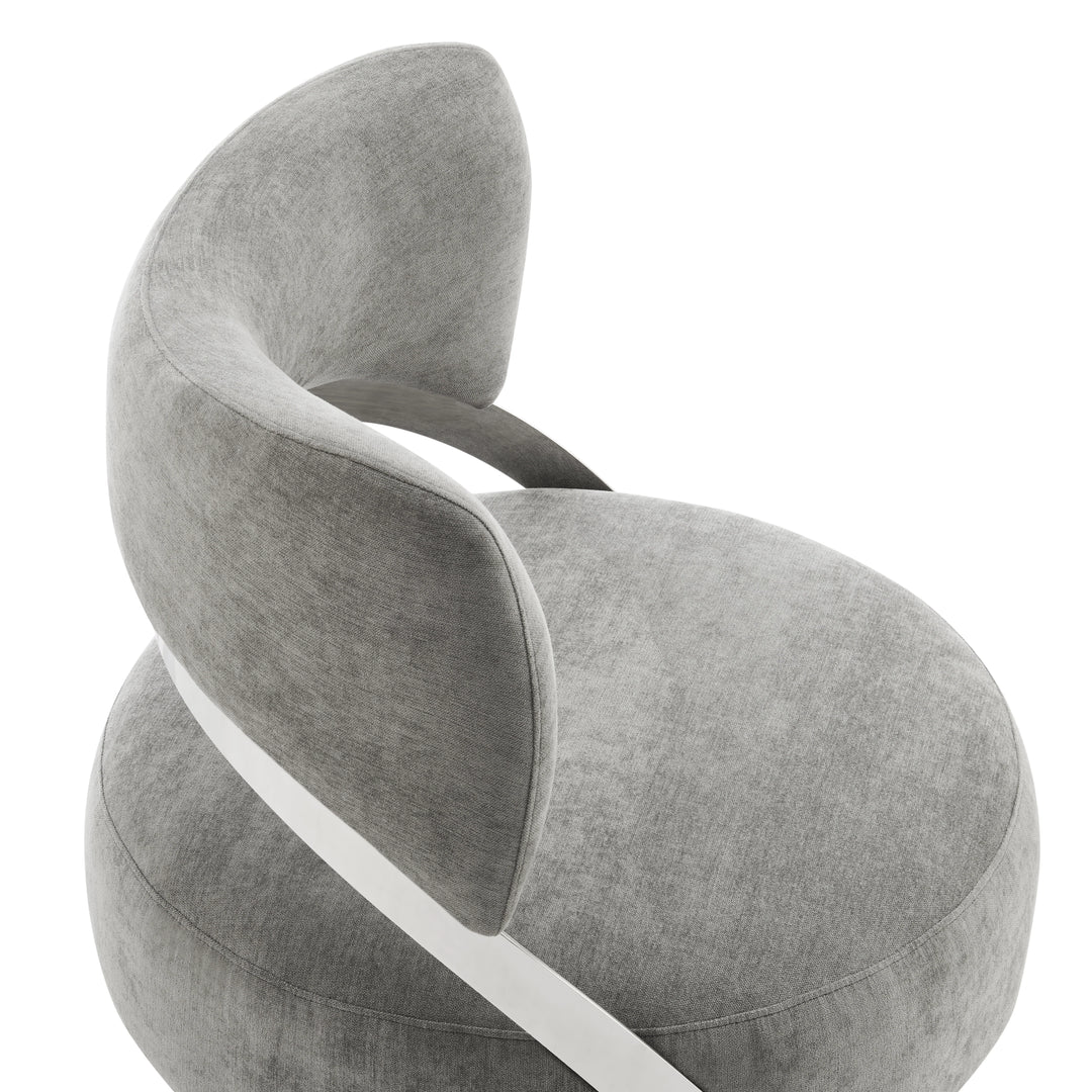 Aura Modern Accent Chair. Gray and Chrome