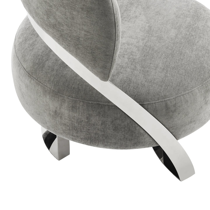 Aura Modern Accent Chair. Gray and Chrome