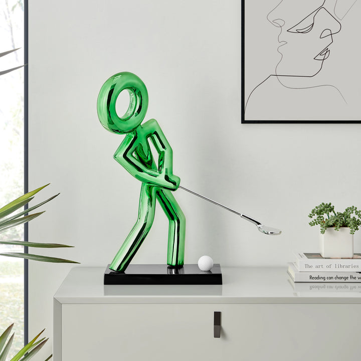 Golf Man Sculpture – Metallic Green