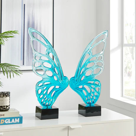 Butterfly Wings Sculpture. Ocean Blue