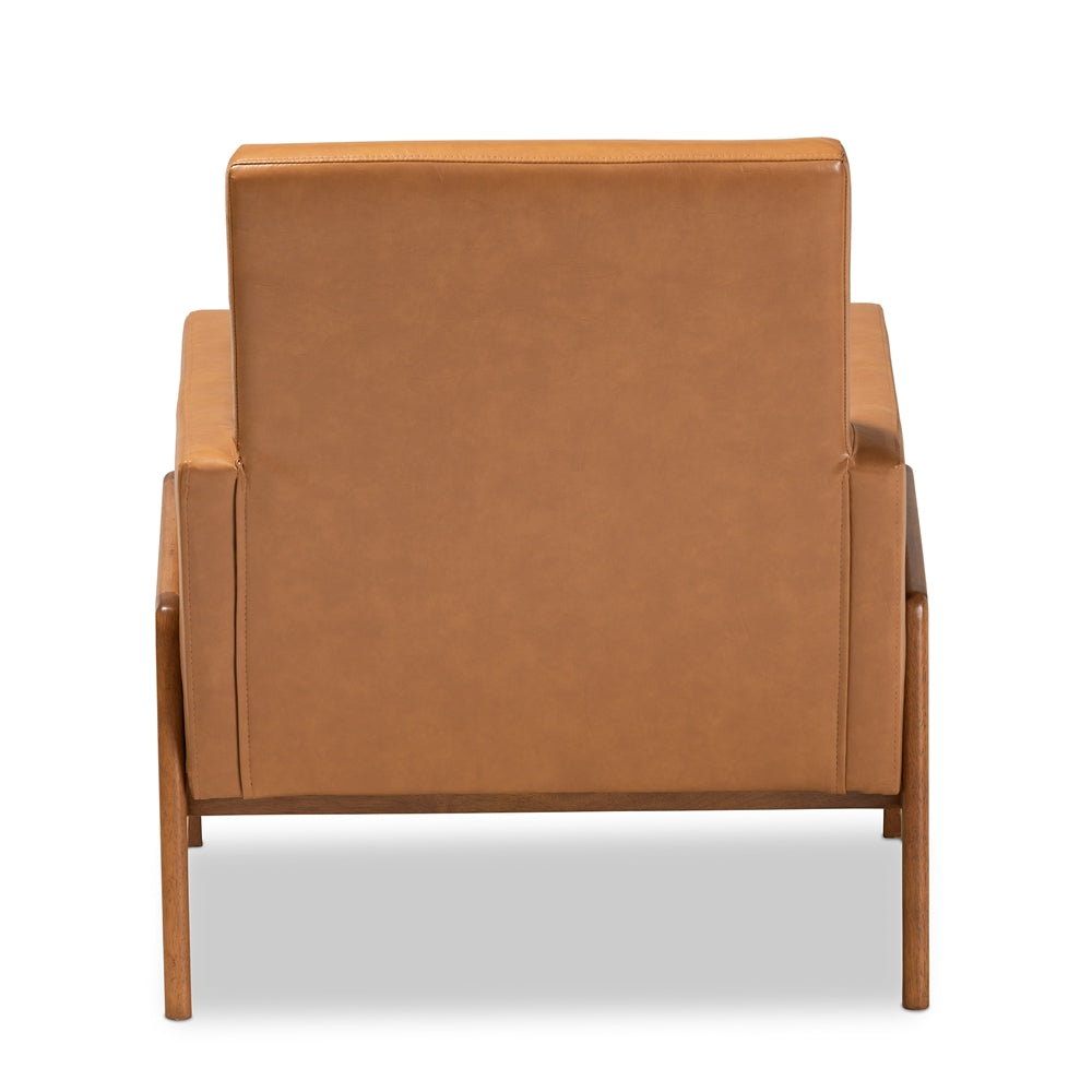 Baxton Studio Perris Tan Faux Leather Walnut Lounge Chair