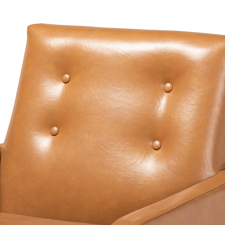 Baxton Studio Perris Tan Faux Leather Walnut Lounge Chair