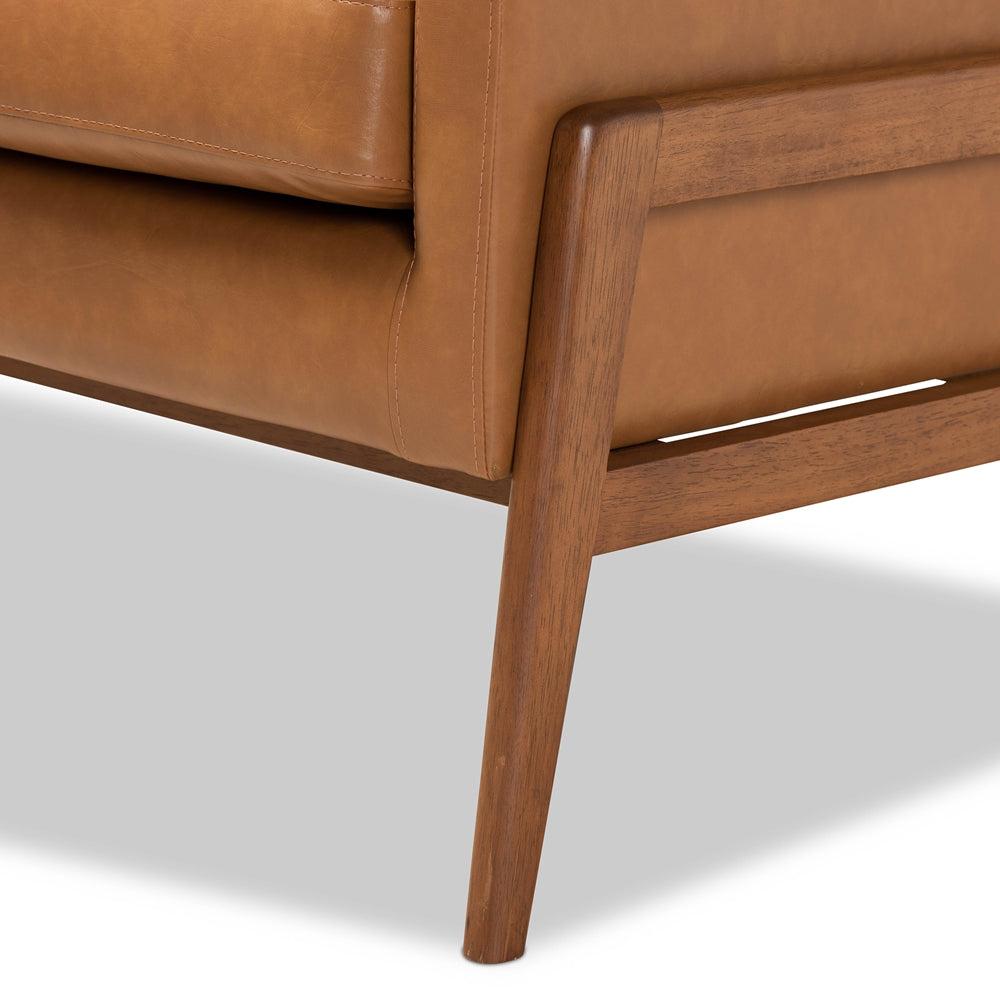Baxton Studio Perris Tan Faux Leather Walnut Lounge Chair