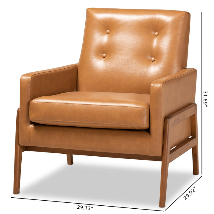 Baxton Studio Perris Tan Faux Leather Walnut Lounge Chair