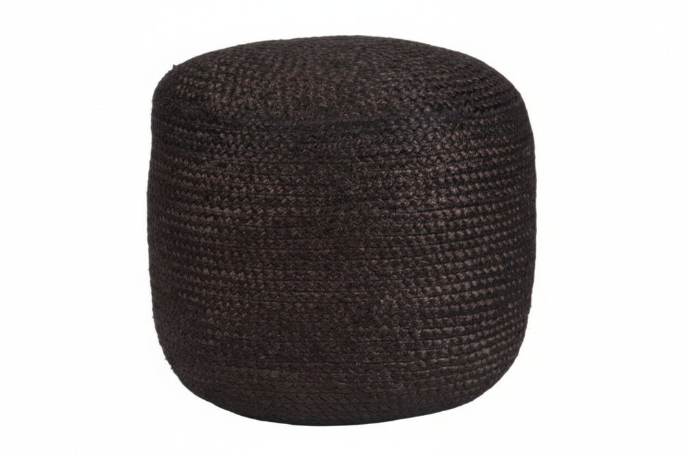 Brown woven ottoman on a white background