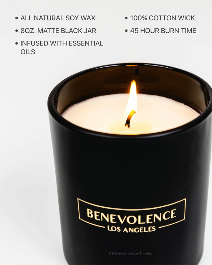 Benevolence Candles Lavender, Mint & Sage Scented Candle | 8 Oz Christmas Gifts for Men | Soy Scented Candles Black | Manly Indulgence Candles | 45 Hour Burn Candles for Women | Lavender Candle