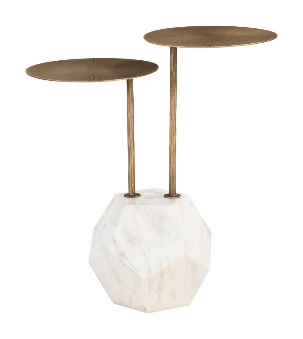 Anten Side Table Brass & White