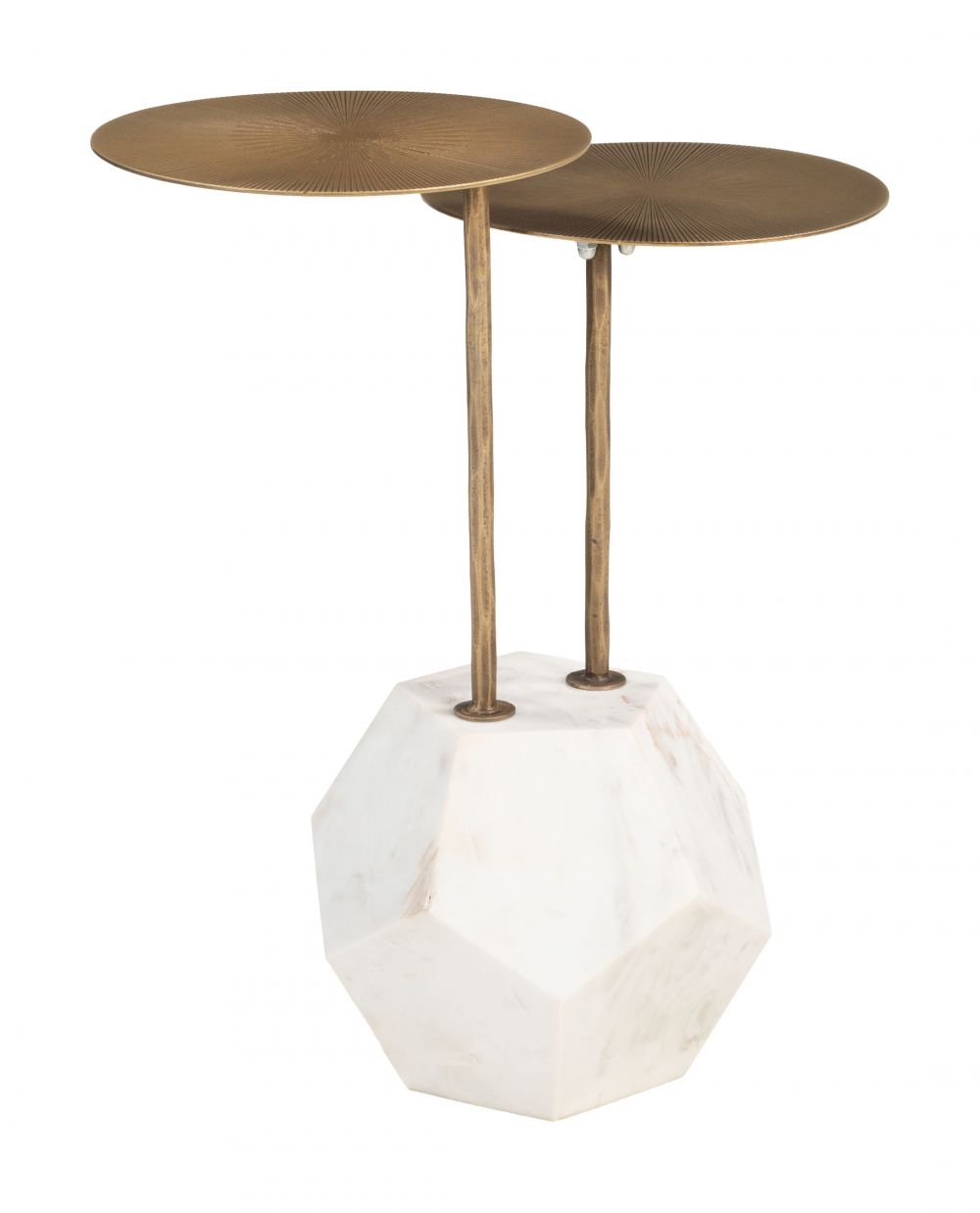 Anten Side Table Brass & White