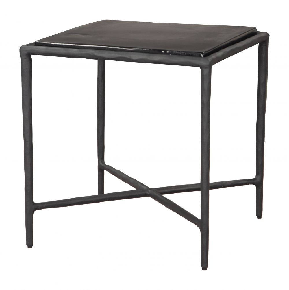Cloe Side Table Recycled Sand Glass Black
