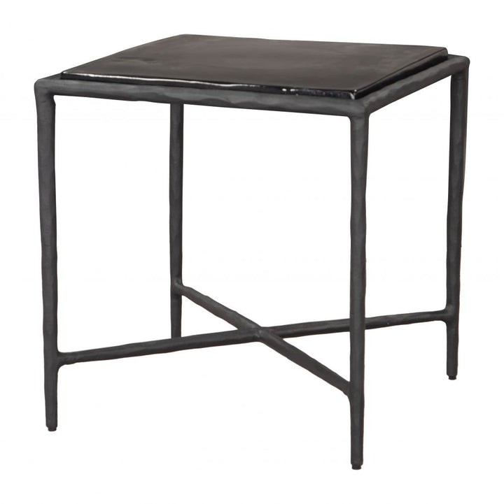 Cloe Side Table Recycled Sand Glass Black
