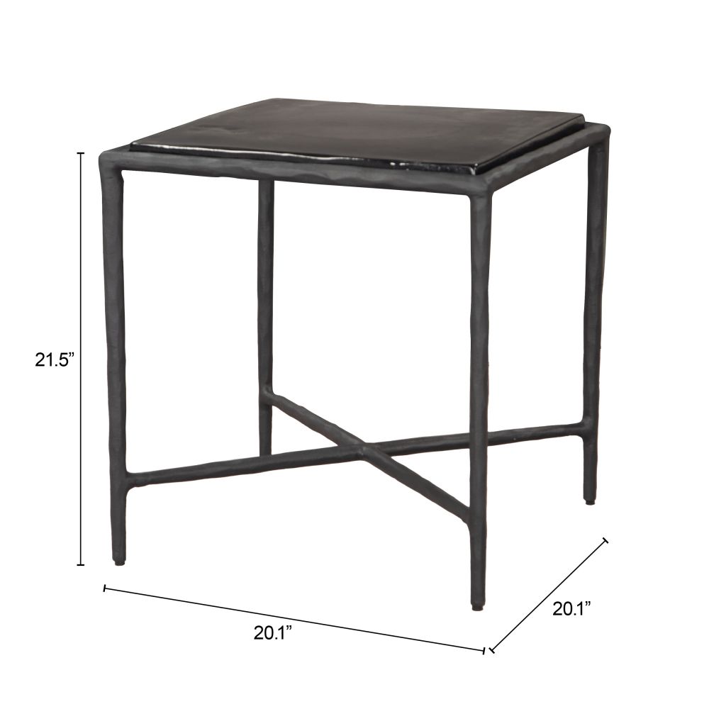 Cloe Side Table Recycled Sand Glass Black