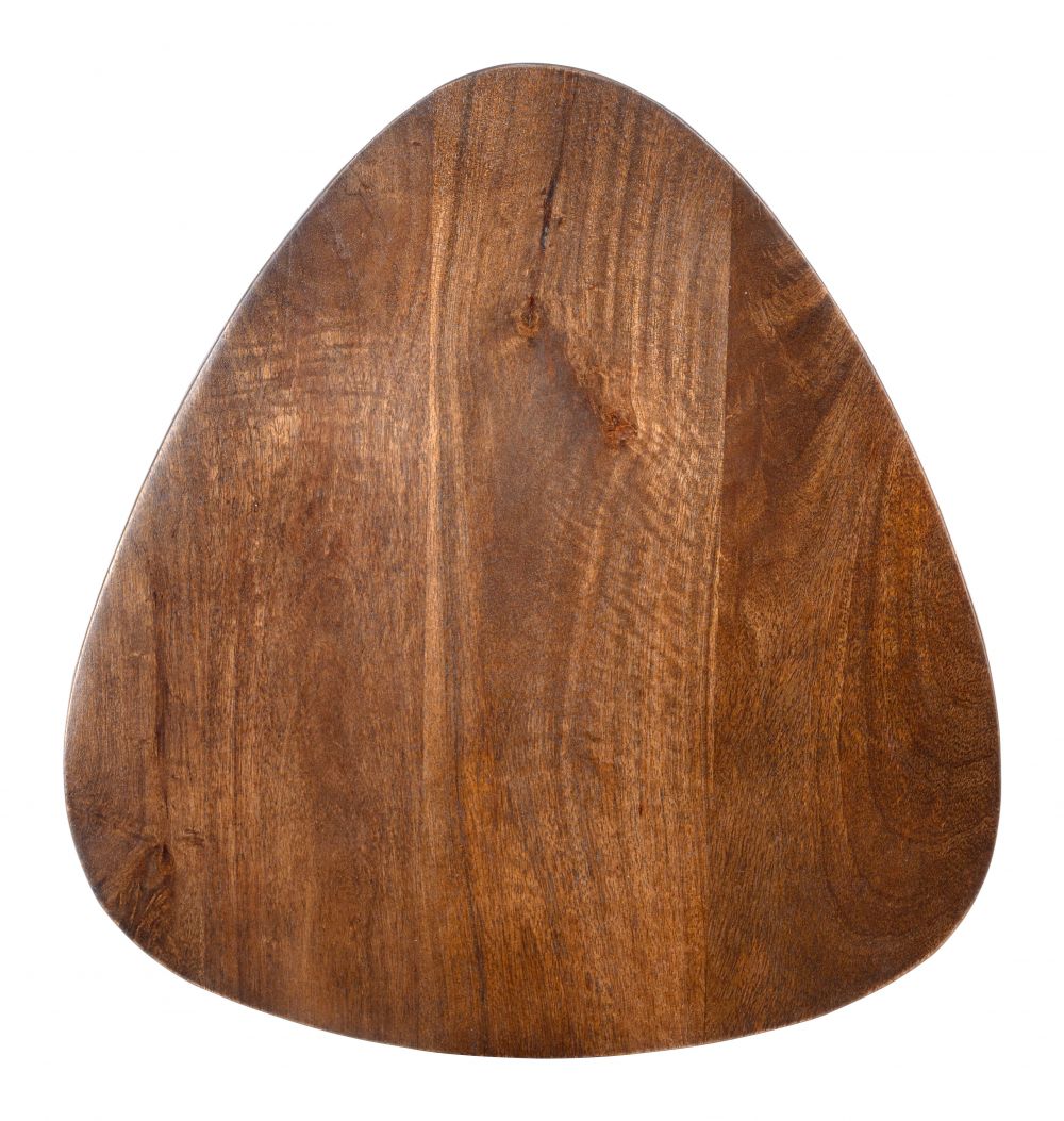 Triangular wooden cutting board on a white background