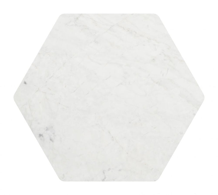 Bisel Side Table White & Walnut