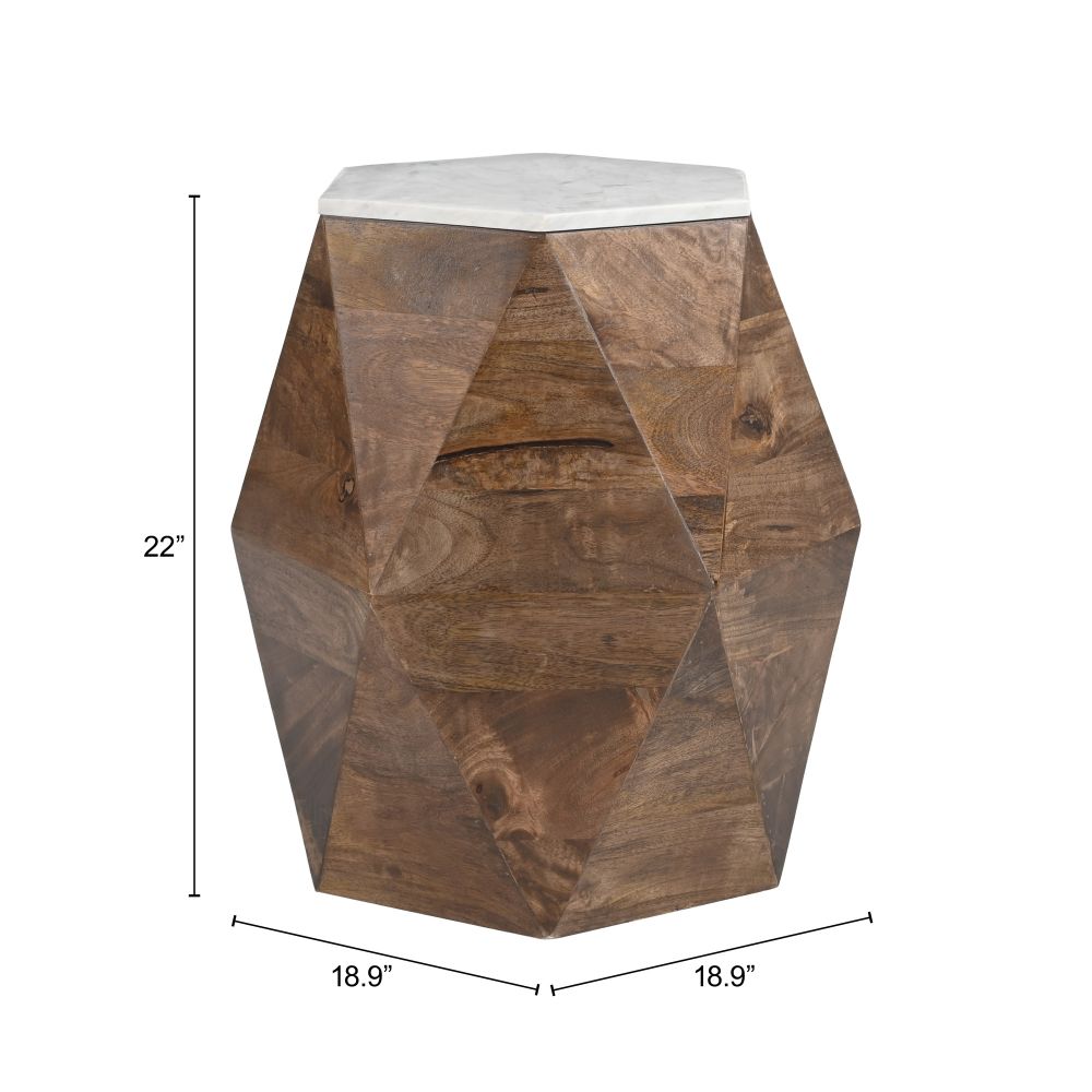 Bisel Side Table White & Walnut