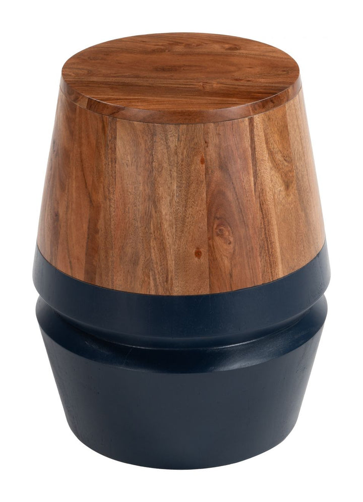 Tornos Side Table Walnut & Deep Blue