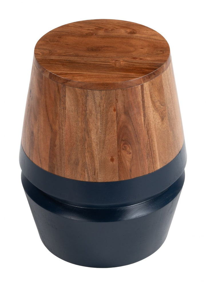 Tornos Side Table Walnut & Deep Blue