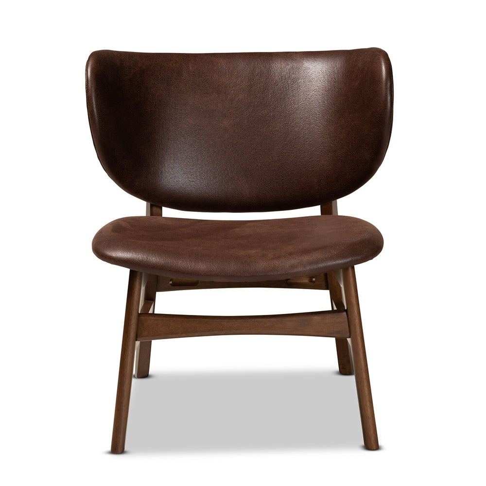 Marcos Mid-Century Modern Dark Brown Vegan leather Accent Chair