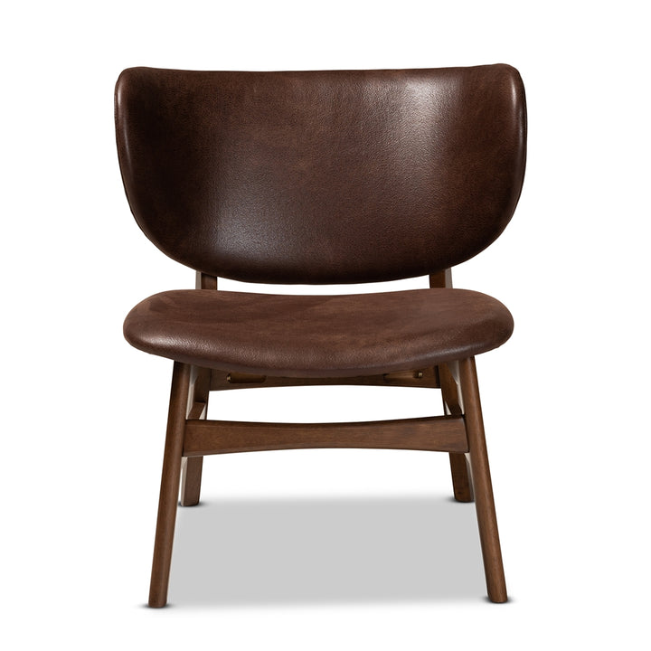 Marcos Mid-Century Modern Dark Brown Vegan leather Accent Chair