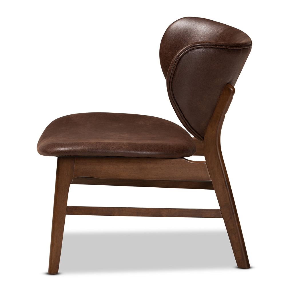 Marcos Mid-Century Modern Dark Brown Vegan leather Accent Chair