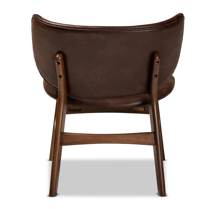 Marcos Mid-Century Modern Dark Brown Vegan leather Accent Chair