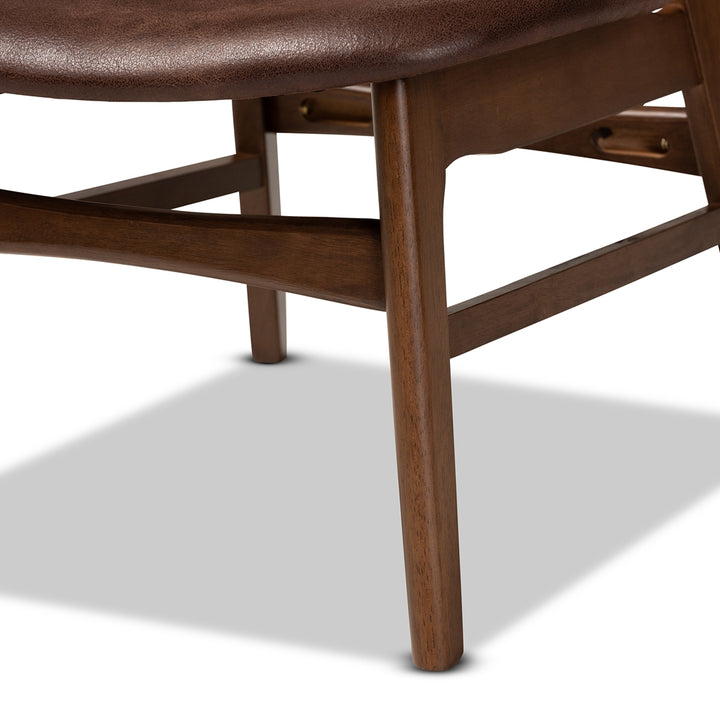 Marcos Mid-Century Modern Dark Brown Vegan leather Accent Chair