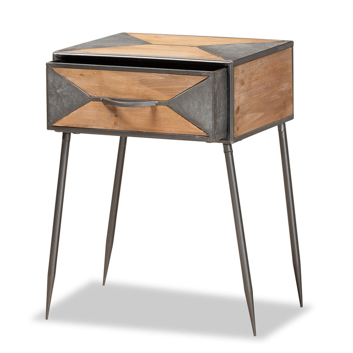 Laurel Rustic Industrial Antique Oak End Table