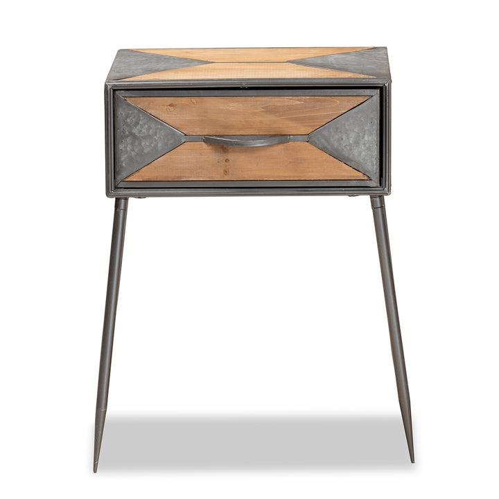 Laurel Rustic Industrial Antique Oak End Table