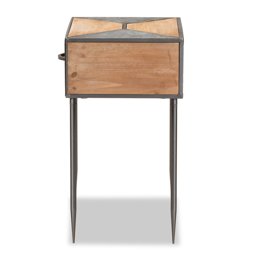 Laurel Rustic Industrial Antique Oak End Table