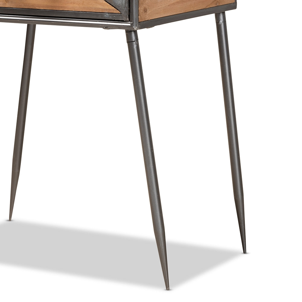 Laurel Rustic Industrial Antique Oak End Table