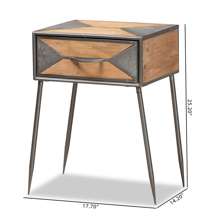 Laurel Rustic Industrial Antique Oak End Table