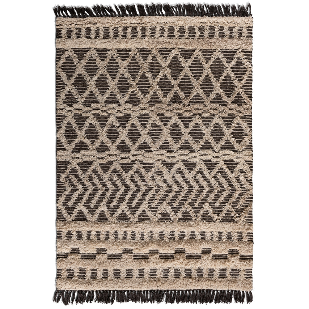 Heino Modern and Contemporary Ivory and Charcoal Handwoven Wool Area Rug