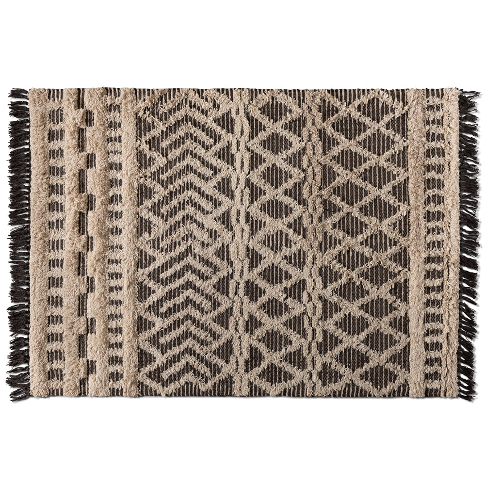 Heino Modern and Contemporary Ivory and Charcoal Handwoven Wool Area Rug
