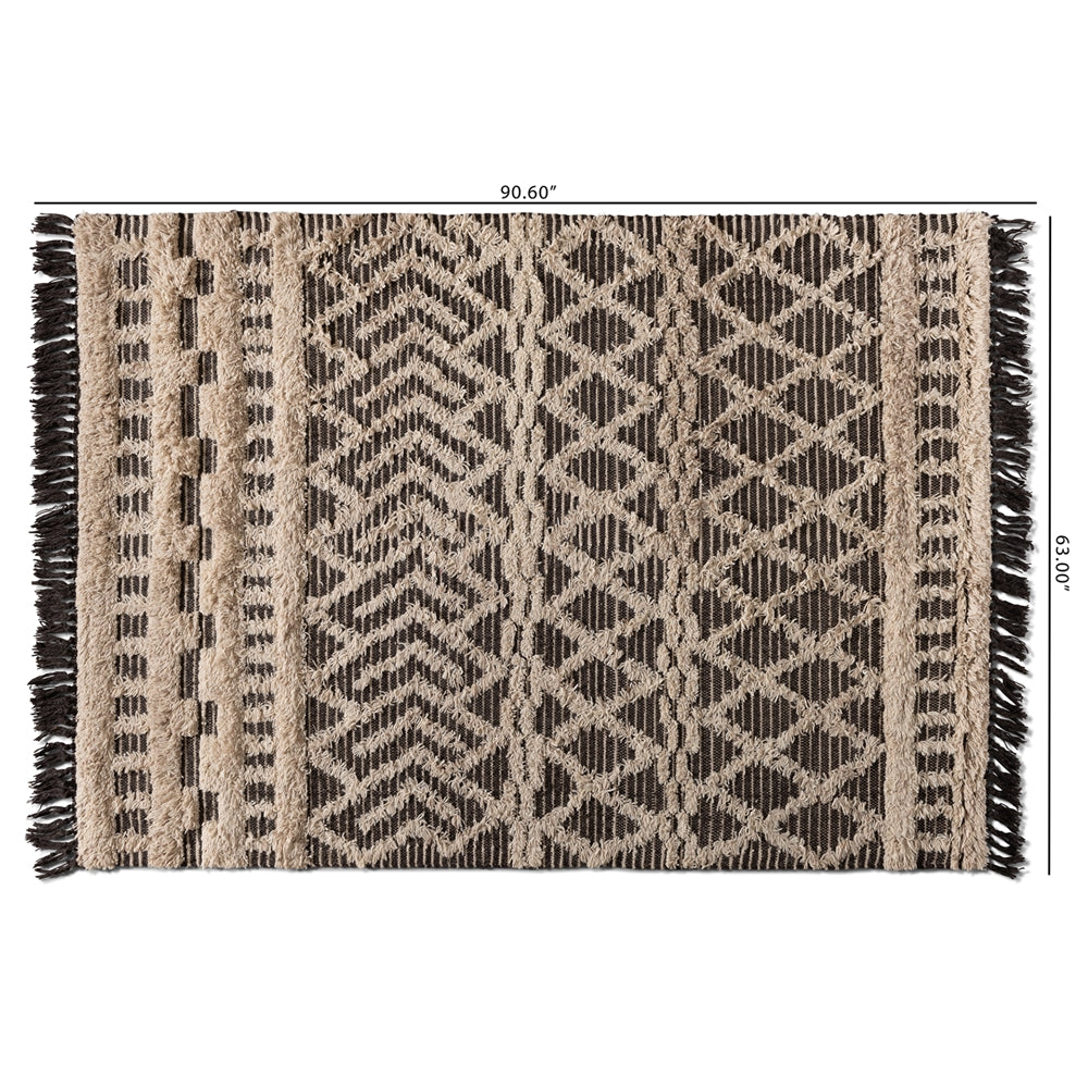 Heino Modern and Contemporary Ivory and Charcoal Handwoven Wool Area Rug