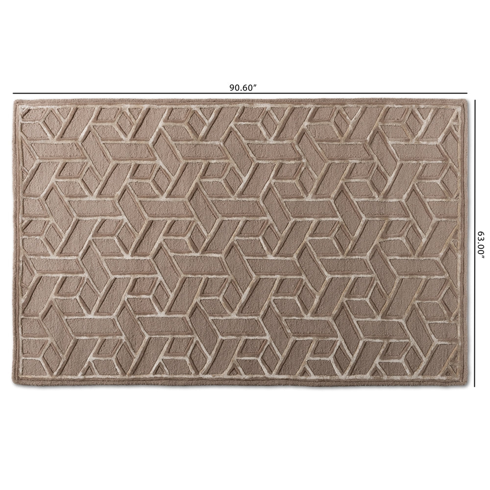 Vigo Modern and Contemporary Sand Hand-Tufted Wool Blend Area Rug