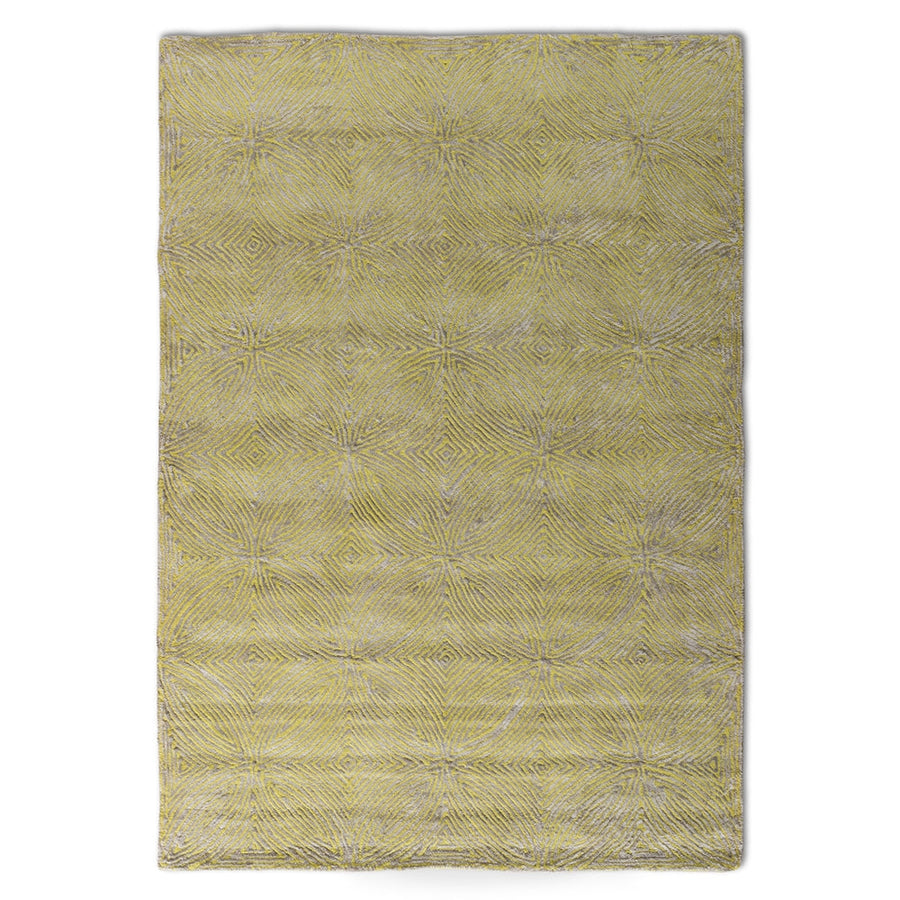 Textured green rug with a subtle pattern on a white background