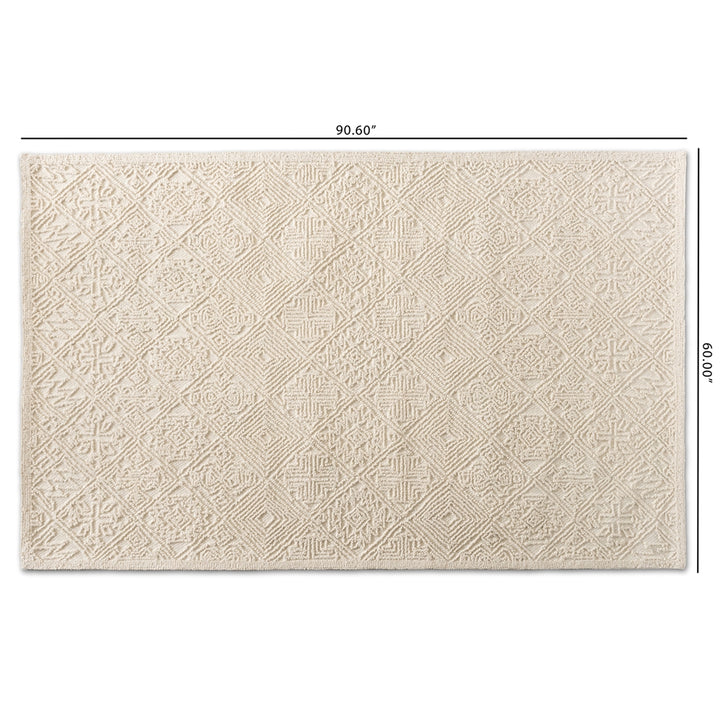 Meltem Modern and Contemporary Ivory Handwoven Wool Area Rug