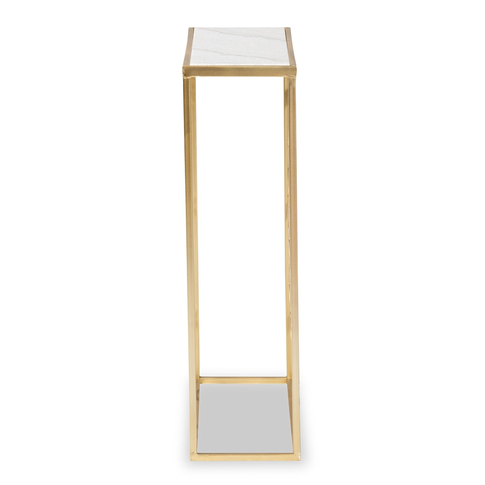 Calanthe Gold Finished Metal Console Table with Marble Tabletop