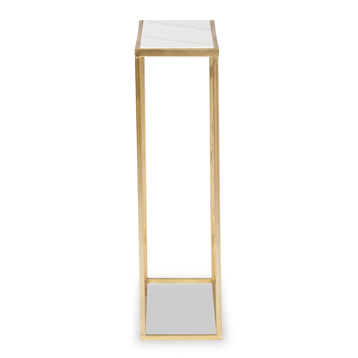 Calanthe Gold Finished Metal Console Table with Marble Tabletop