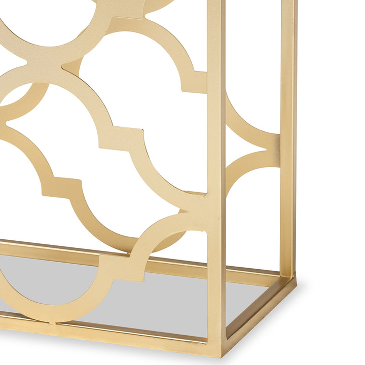 Calanthe Gold Finished Metal Console Table with Marble Tabletop