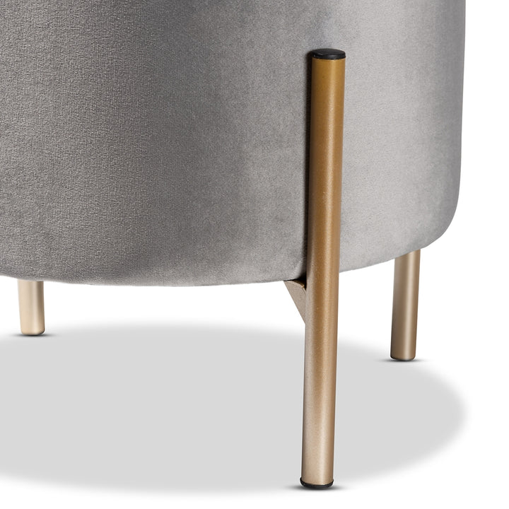 Malina Grey Velvet & Gold Storage Ottoman