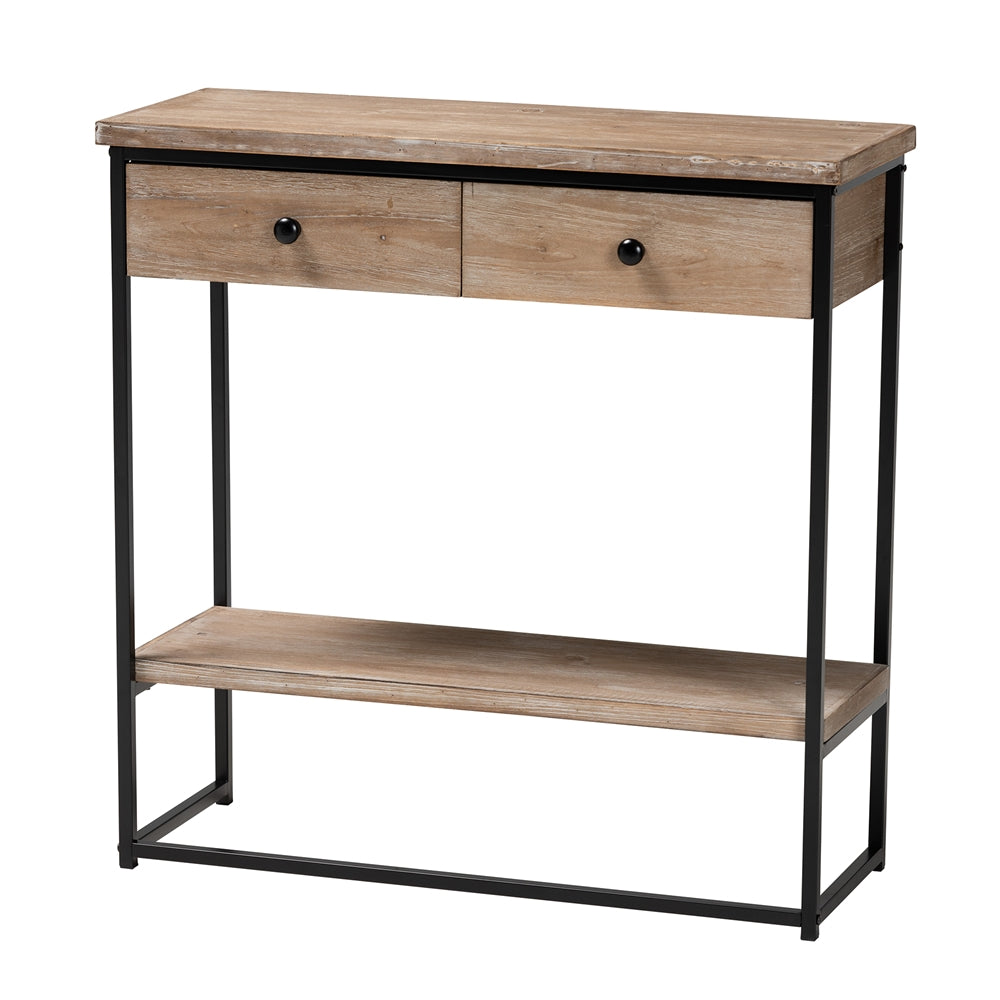 Silas Modern Industrial Natural Brown Console Table