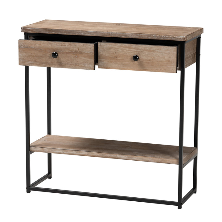 Silas Modern Industrial Natural Brown Console Table