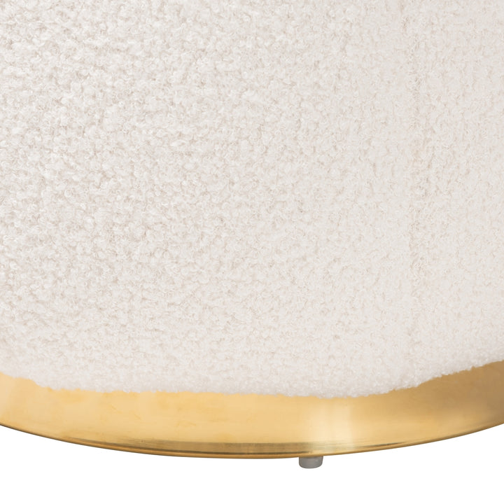 Raelynn Modern and Contemporary Ivory Boucle Upholstered and Gold Metal Ottoman
