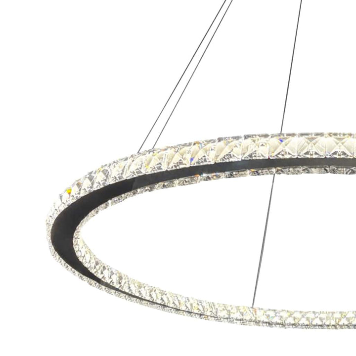 Chandelier with crystal rings on a white background